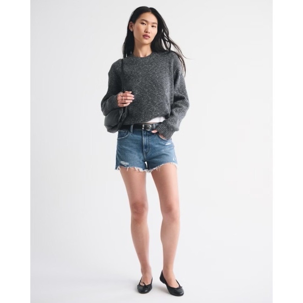 Abercrombie & Fitch High Rise Mom Jean Shorts Size 27 / 4 Distressed Denim